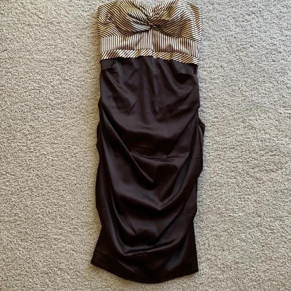 Rubber Ducky productions Brown and cream strapless dress - Picture 1 of 2